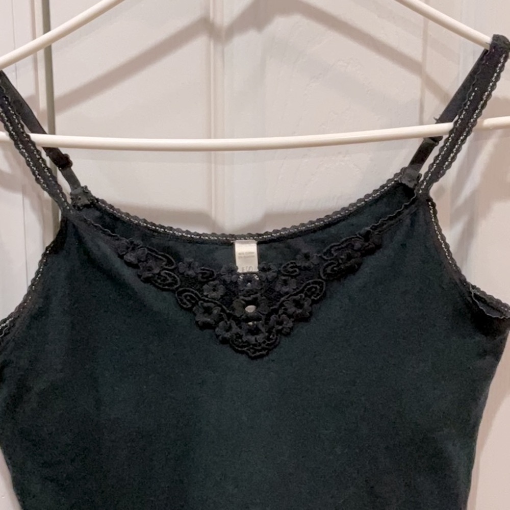Black Fitted Camisole with lace trim